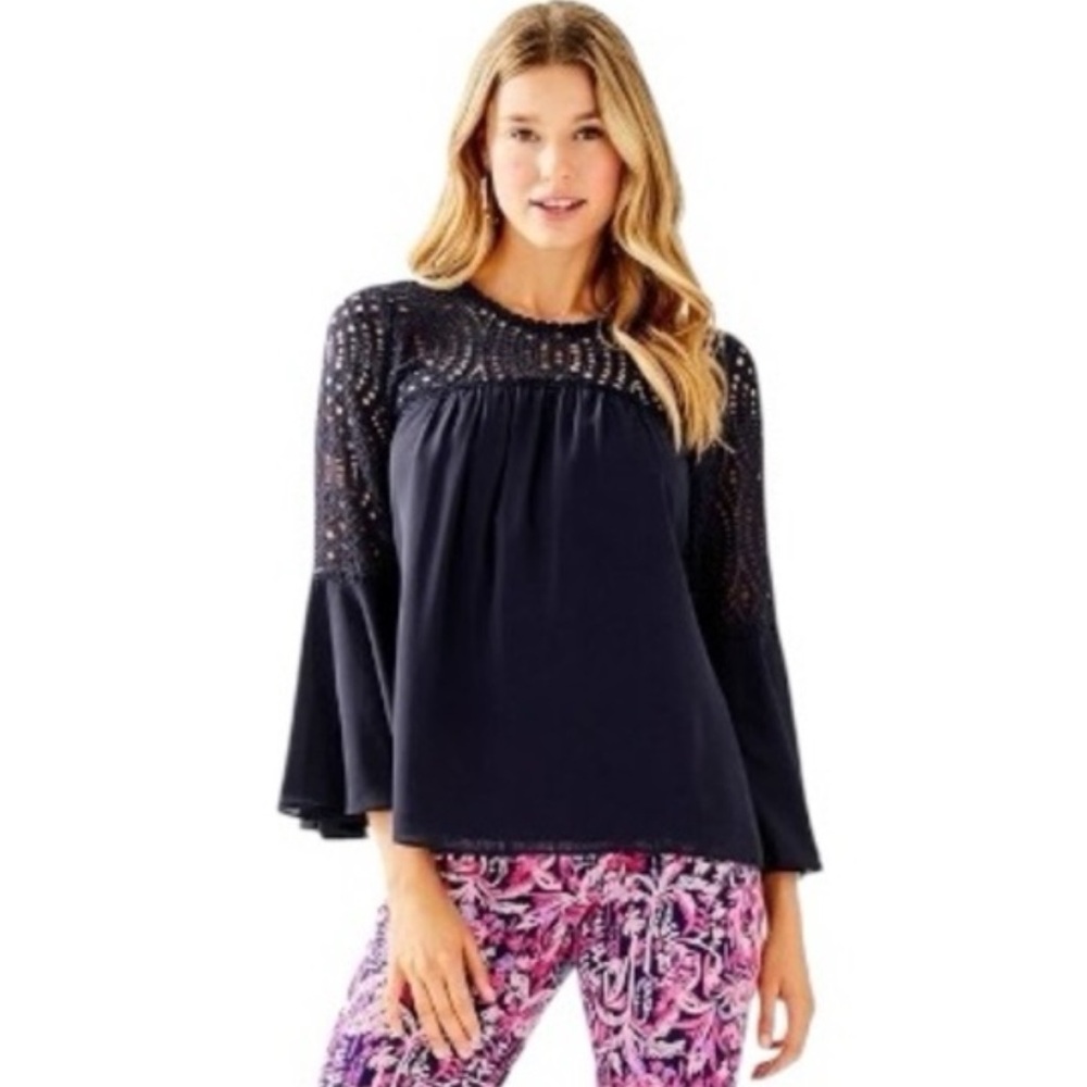 Lilly Pulitzer Amenna Flounce Sleeve Blouse - Picture 1 of 9